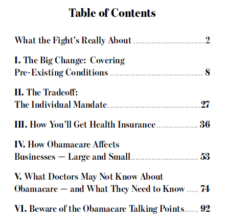 POLITICO's Guide to Obamacare; Table of Contents obamacare guide table of contents