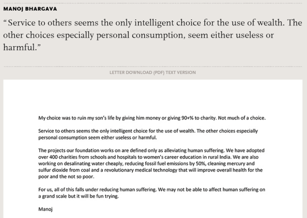 manoj bhargava giving pledge